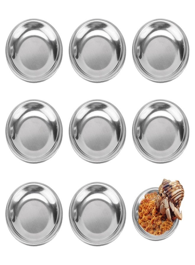 Gabrella 8 Pcs Hermit Crab Water Bowl, Tiny Stainless Steel Hermit Crab Water Dishes, Crested Gecko Food Dish Tiny Reptile Feeding Dish for Snail Gecko Insect - Image 1